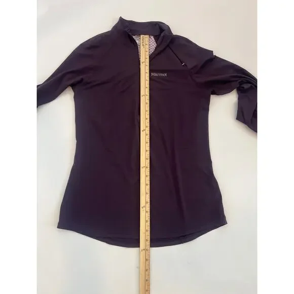 MARMOT WOMENS LIGHTWEIGHT LONG SLEEVE PULLOVER 3/4 ZIP JACKET BASELAYER PURPLE - Picture 12 of 13